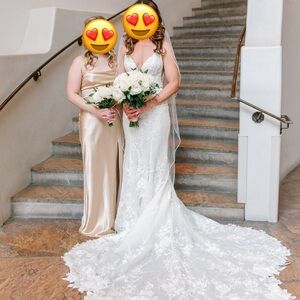 Martina Liana Cream Sleeveless Plunge Gown Wedding